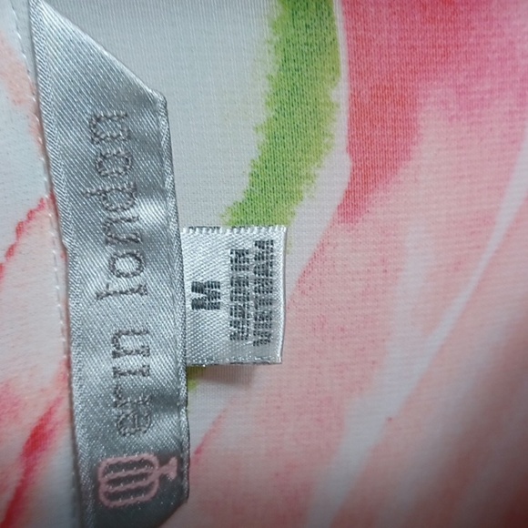 Erin London Sz M Button Up Blouse/cover-up, sheer, oversized, white green red - Picture 4 of 7